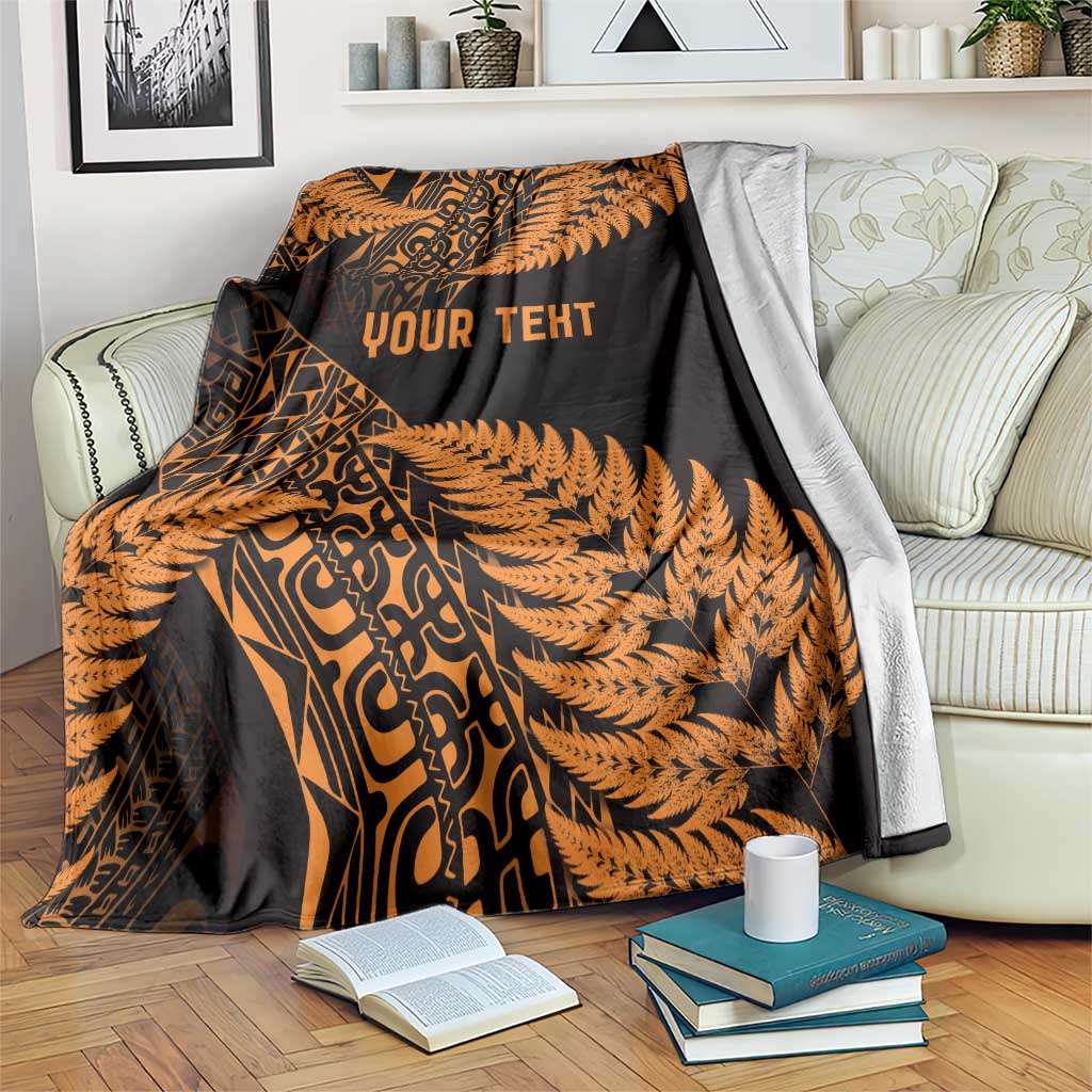 New Zealand Rugby Pacific Personalised Blanket All Gold Maori Pasifika Fern Pattern