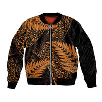 New Zealand Rugby Pacific Personalised Bomber Jacket All Gold Maori Pasifika Fern Pattern