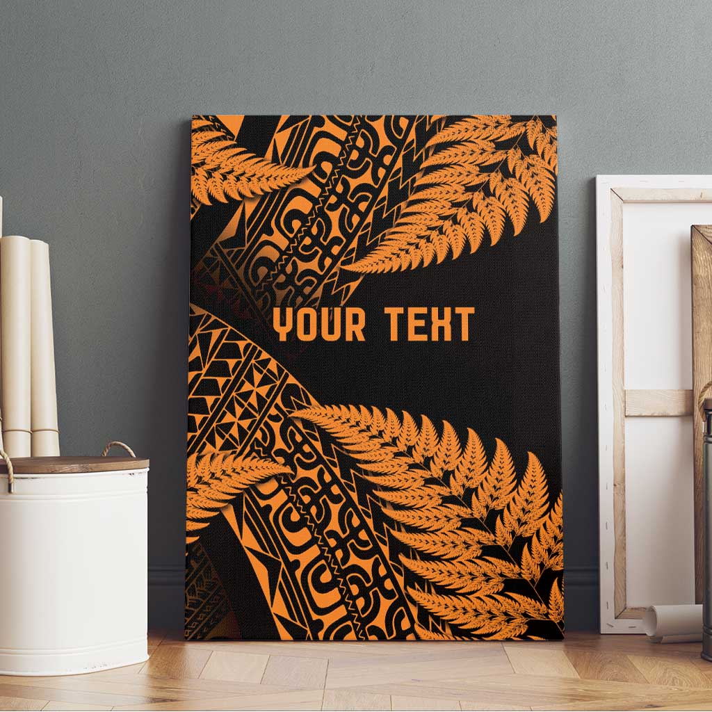New Zealand Rugby Pacific Personalised Canvas Wall Art All Gold Maori Pasifika Fern Pattern