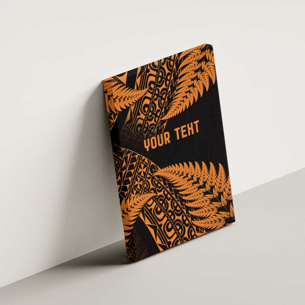 New Zealand Rugby Pacific Personalised Canvas Wall Art All Gold Maori Pasifika Fern Pattern