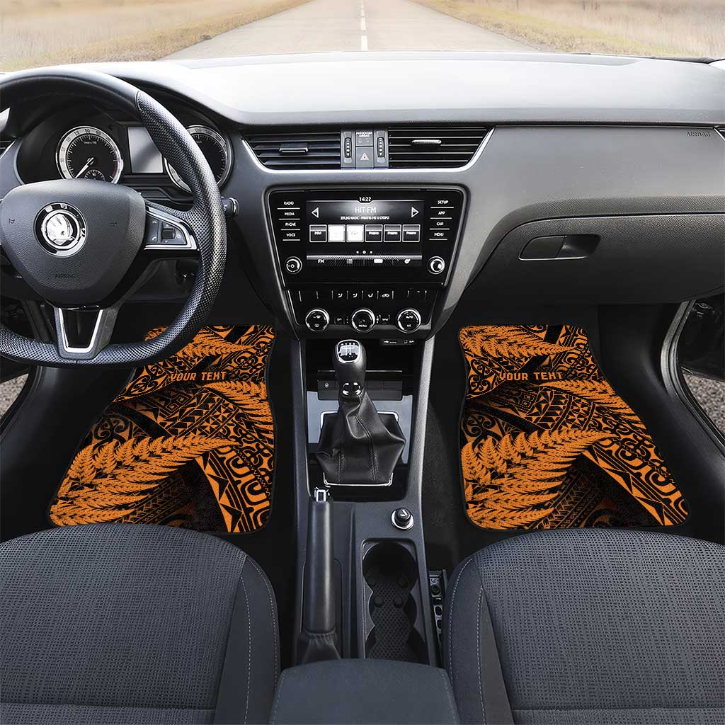 New Zealand Rugby Pacific Personalised Car Mats All Gold Maori Pasifika Fern Pattern