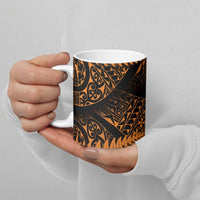 New Zealand Rugby Pacific Personalised Ceramic Mug All Gold Maori Pasifika Fern Pattern - Polynesian Pride