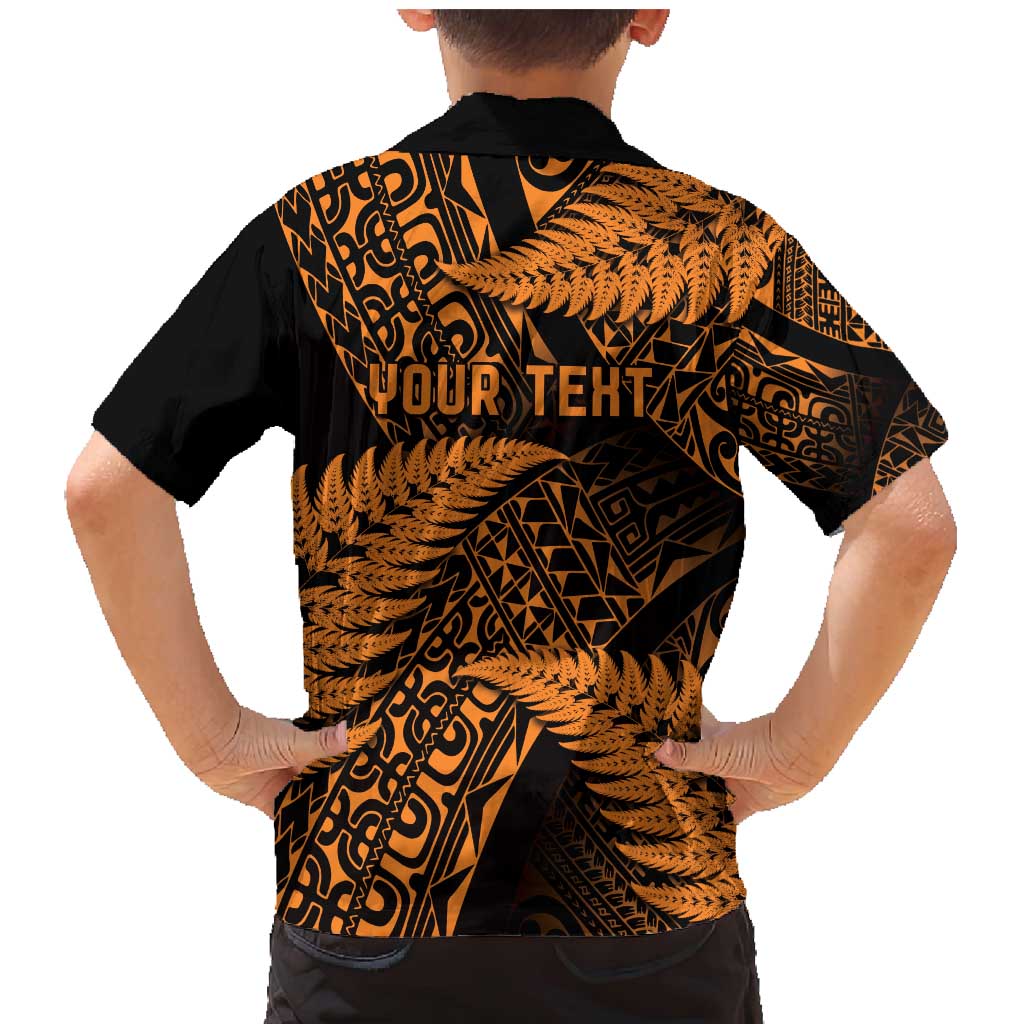 New Zealand Rugby Pacific Personalised Family Matching Mermaid Dress and Hawaiian Shirt All Gold Maori Pasifika Fern Pattern