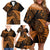 New Zealand Rugby Pacific Personalised Family Matching Off Shoulder Short Dress and Hawaiian Shirt All Gold Maori Pasifika Fern Pattern