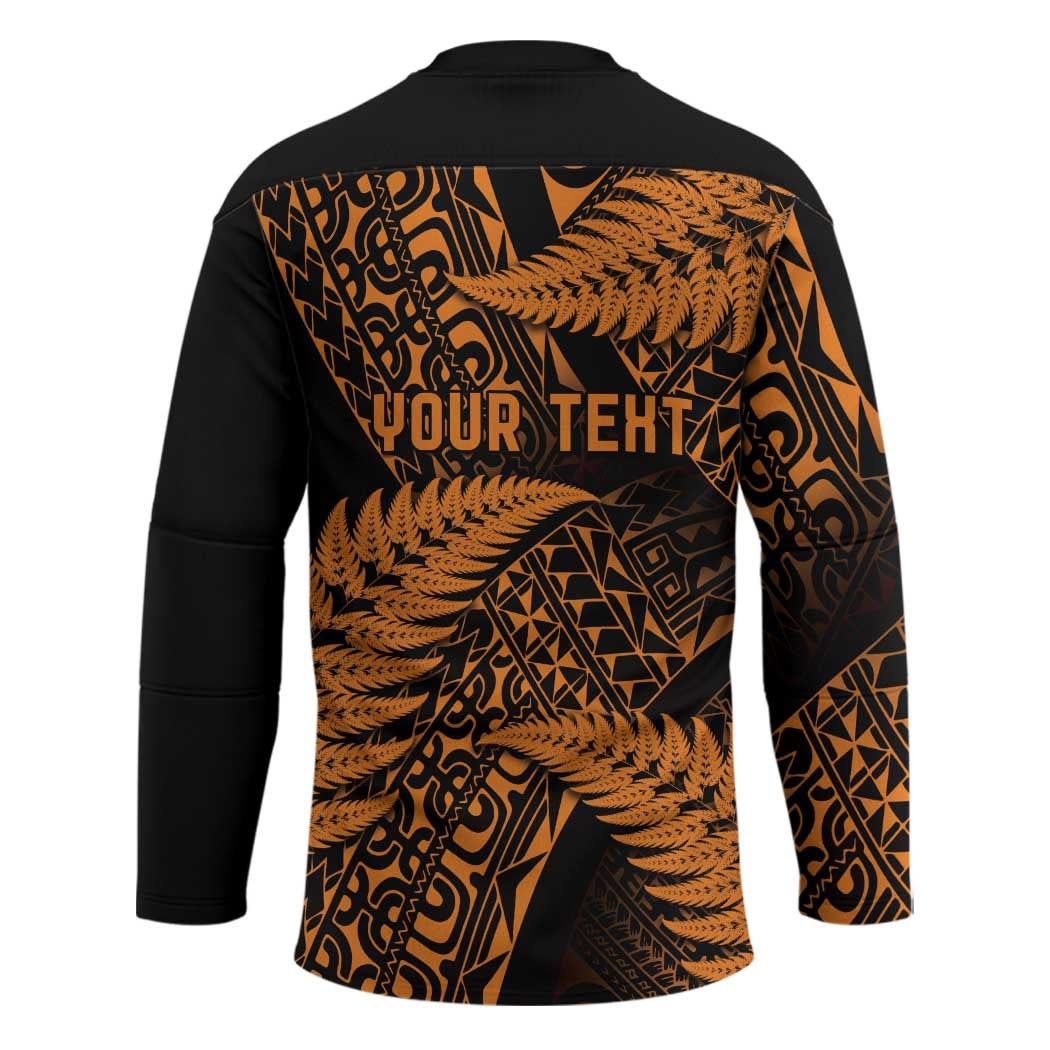 New Zealand Rugby Pacific Personalised Hockey Jersey All Gold Maori Pasifika Fern Pattern - Polynesian Pride