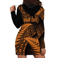 New Zealand Rugby Pacific Personalised Hoodie Dress All Gold Maori Pasifika Fern Pattern