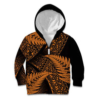New Zealand Rugby Pacific Personalised Kid Hoodie All Gold Maori Pasifika Fern Pattern