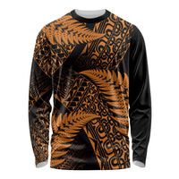 New Zealand Rugby Pacific Personalised Long Sleeve Shirt All Gold Maori Pasifika Fern Pattern