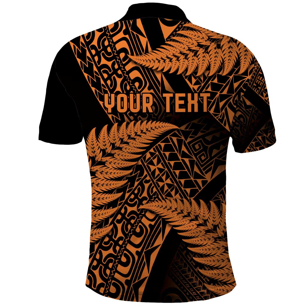 New Zealand Rugby Pacific Personalised Polo Shirt All Gold Maori Pasifika Fern Pattern