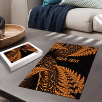 New Zealand Rugby Pacific Personalised Puzzle All Gold Maori Pasifika Fern Pattern - Polynesian Pride