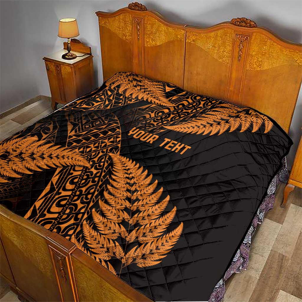 New Zealand Rugby Pacific Personalised Quilt All Gold Maori Pasifika Fern Pattern