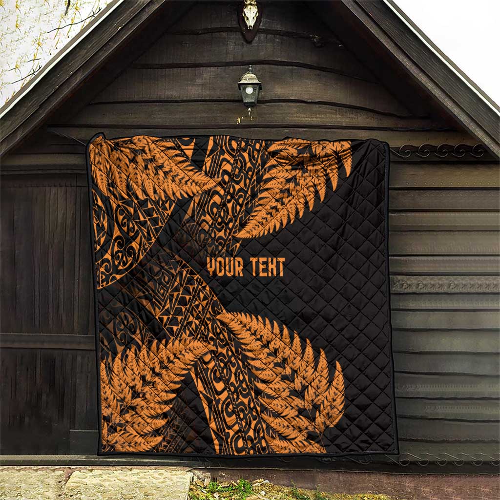 New Zealand Rugby Pacific Personalised Quilt All Gold Maori Pasifika Fern Pattern