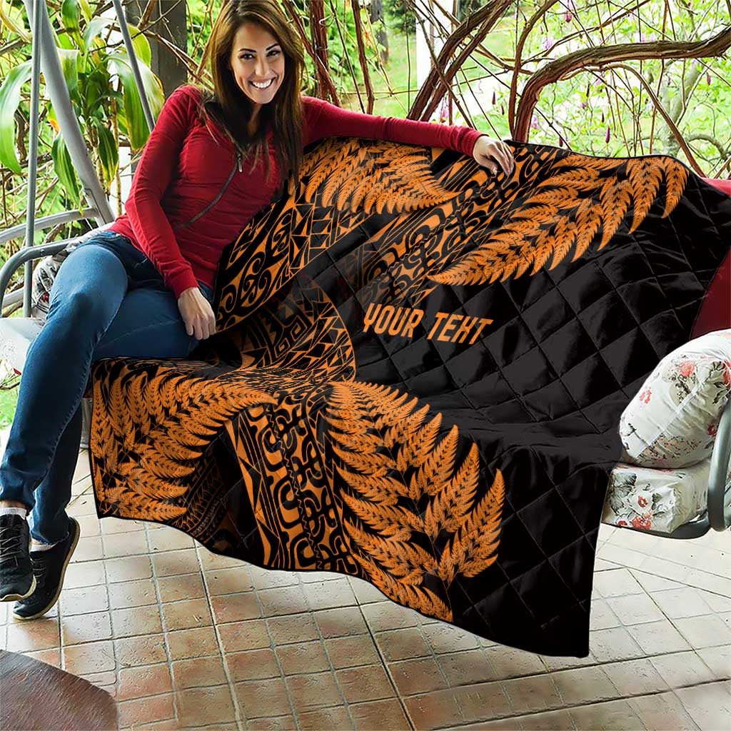 New Zealand Rugby Pacific Personalised Quilt All Gold Maori Pasifika Fern Pattern