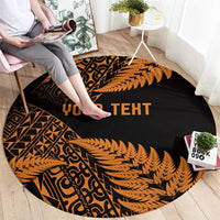 New Zealand Rugby Pacific Personalised Round Carpet All Gold Maori Pasifika Fern Pattern