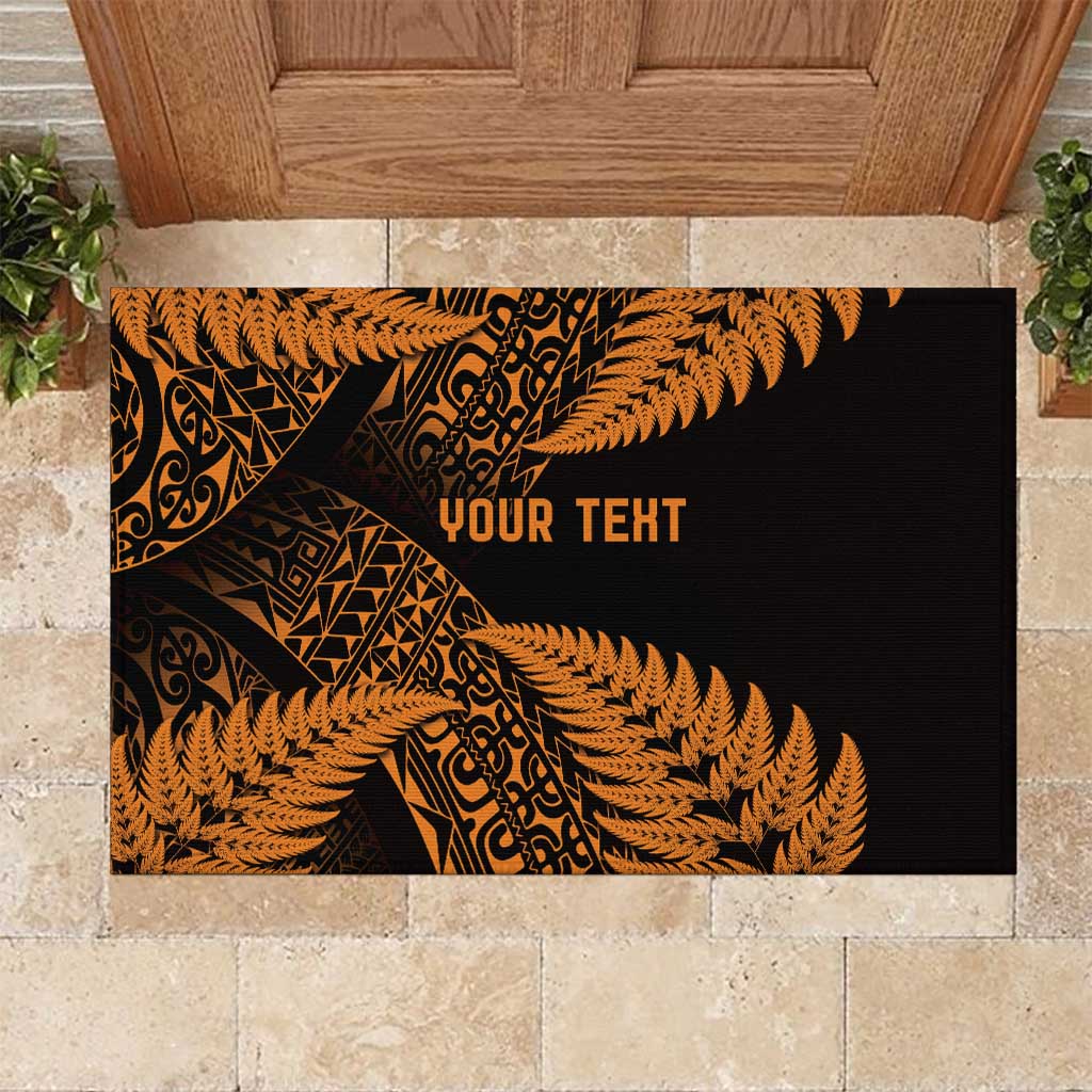 New Zealand Rugby Pacific Personalised Rubber Doormat All Gold Maori Pasifika Fern Pattern