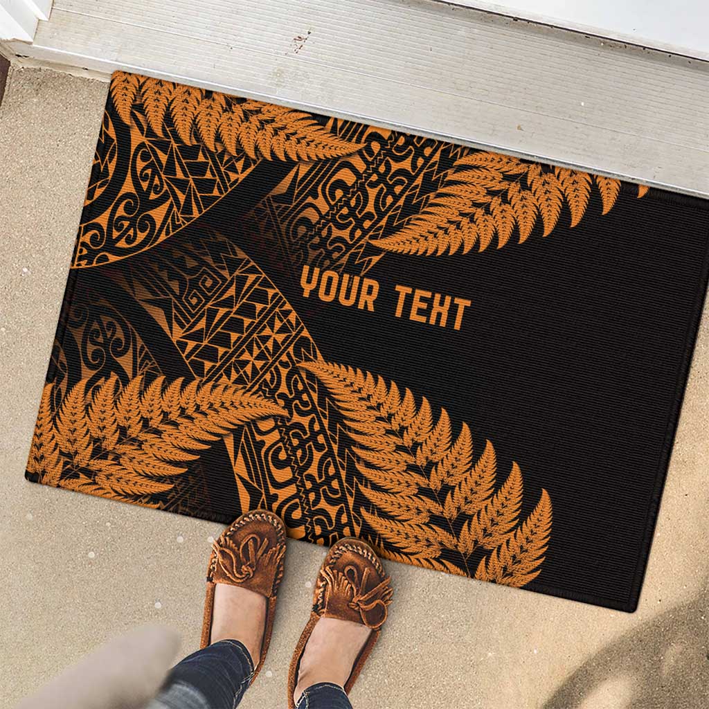 New Zealand Rugby Pacific Personalised Rubber Doormat All Gold Maori Pasifika Fern Pattern