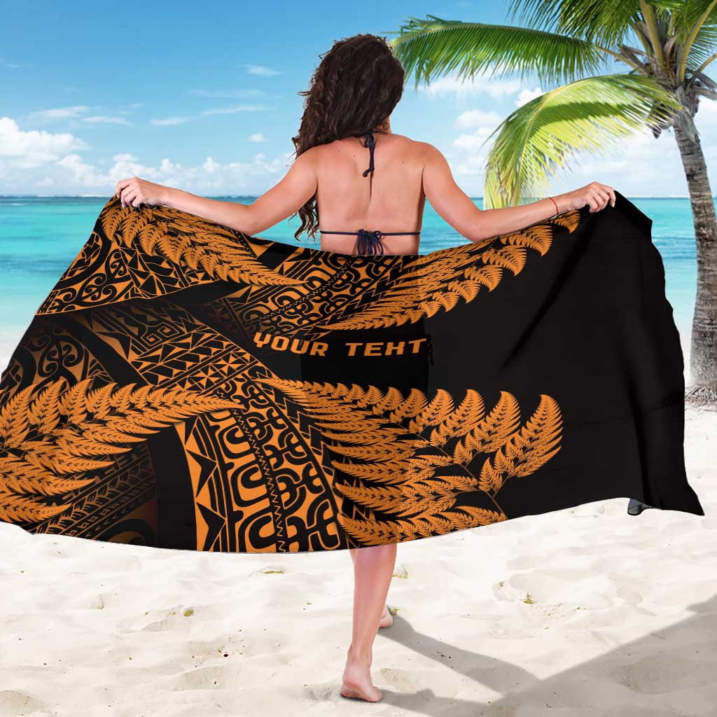 New Zealand Rugby Pacific Personalised Sarong All Gold Maori Pasifika Fern Pattern