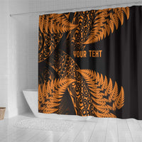 New Zealand Rugby Pacific Personalised Shower Curtain All Gold Maori Pasifika Fern Pattern