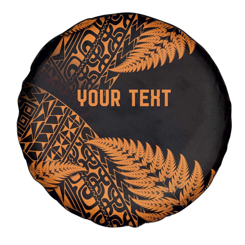 New Zealand Rugby Pacific Personalised Spare Tire Cover All Gold Maori Pasifika Fern Pattern