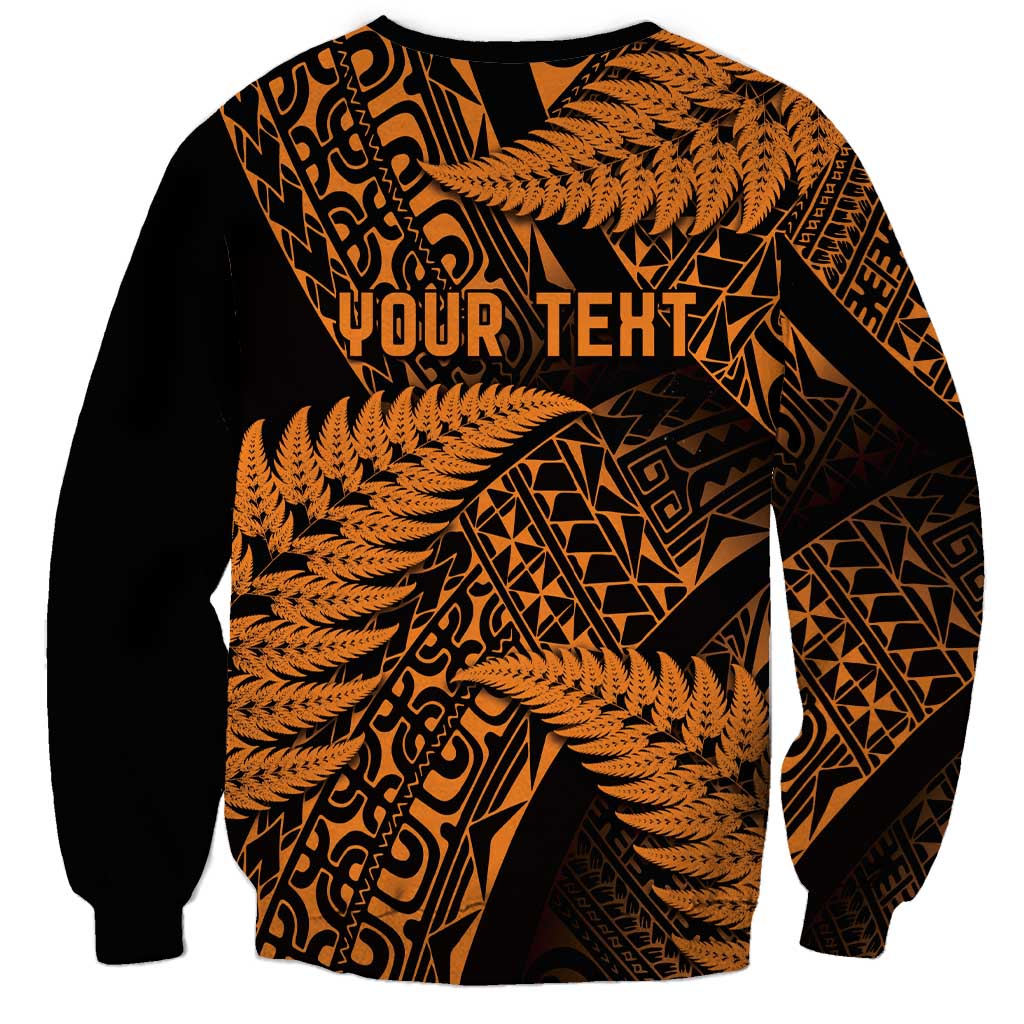 New Zealand Rugby Pacific Personalised Sweatshirt All Gold Maori Pasifika Fern Pattern