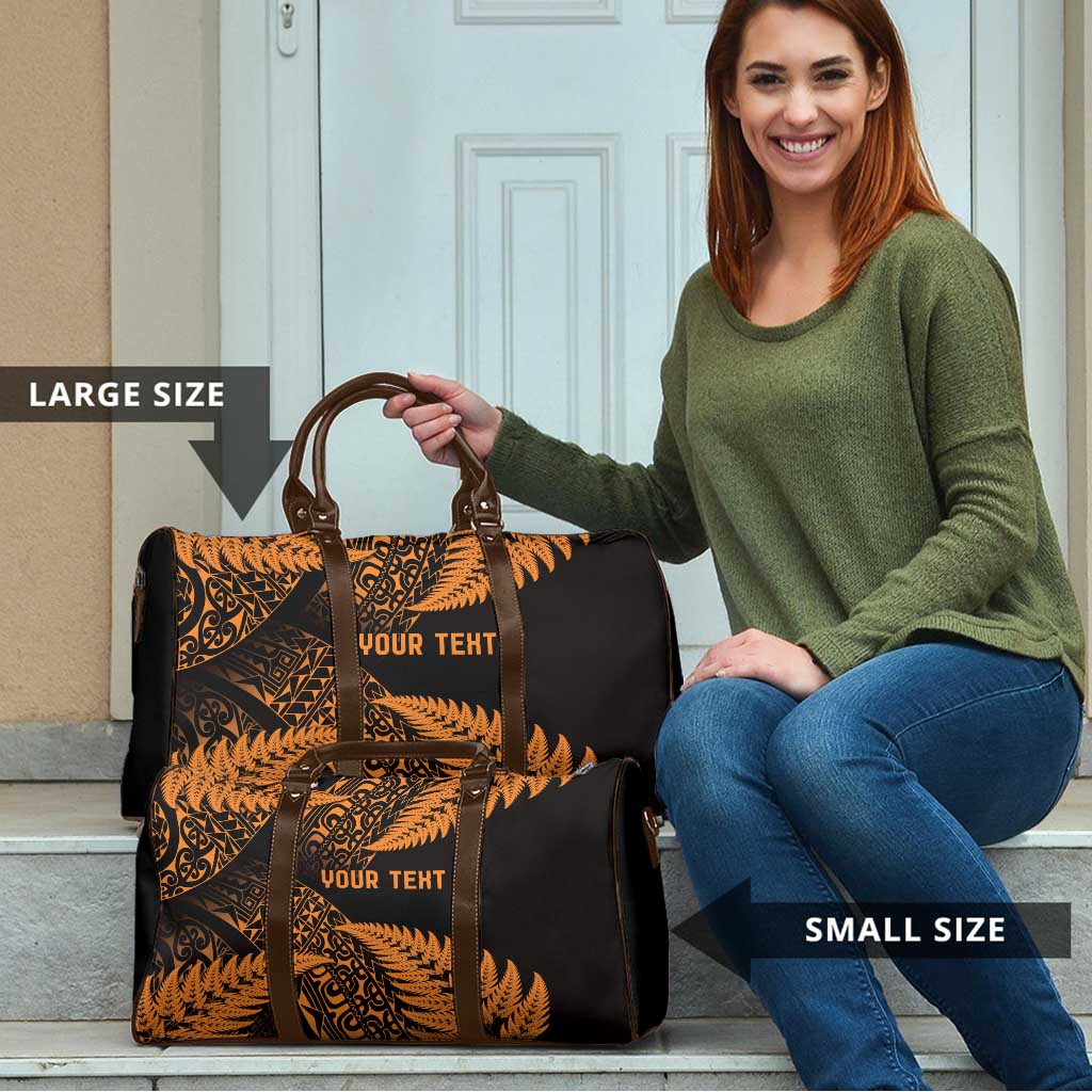 New Zealand Rugby Pacific Personalised Travel Bag All Gold Maori Pasifika Fern Pattern - Polynesian Pride