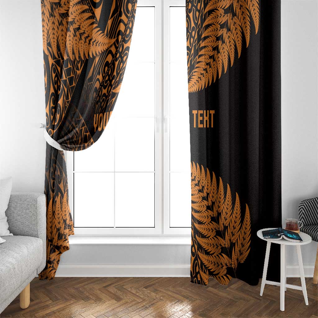 New Zealand Rugby Pacific Personalised Window Curtain All Gold Maori Pasifika Fern Pattern
