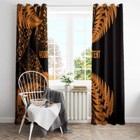 New Zealand Rugby Pacific Personalised Window Curtain All Gold Maori Pasifika Fern Pattern