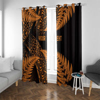 New Zealand Rugby Pacific Personalised Window Curtain All Gold Maori Pasifika Fern Pattern