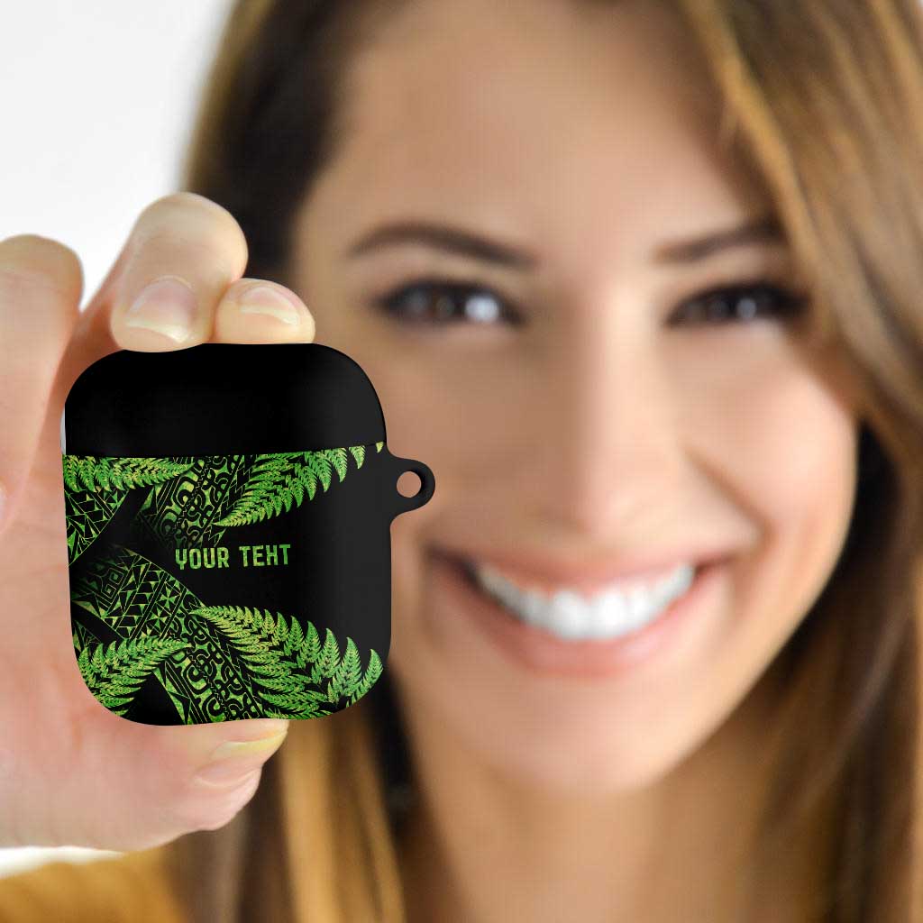 New Zealand Rugby Pacific Personalised AirPods Case All Lime Maori Pasifika Fern Pattern - Polynesian Pride