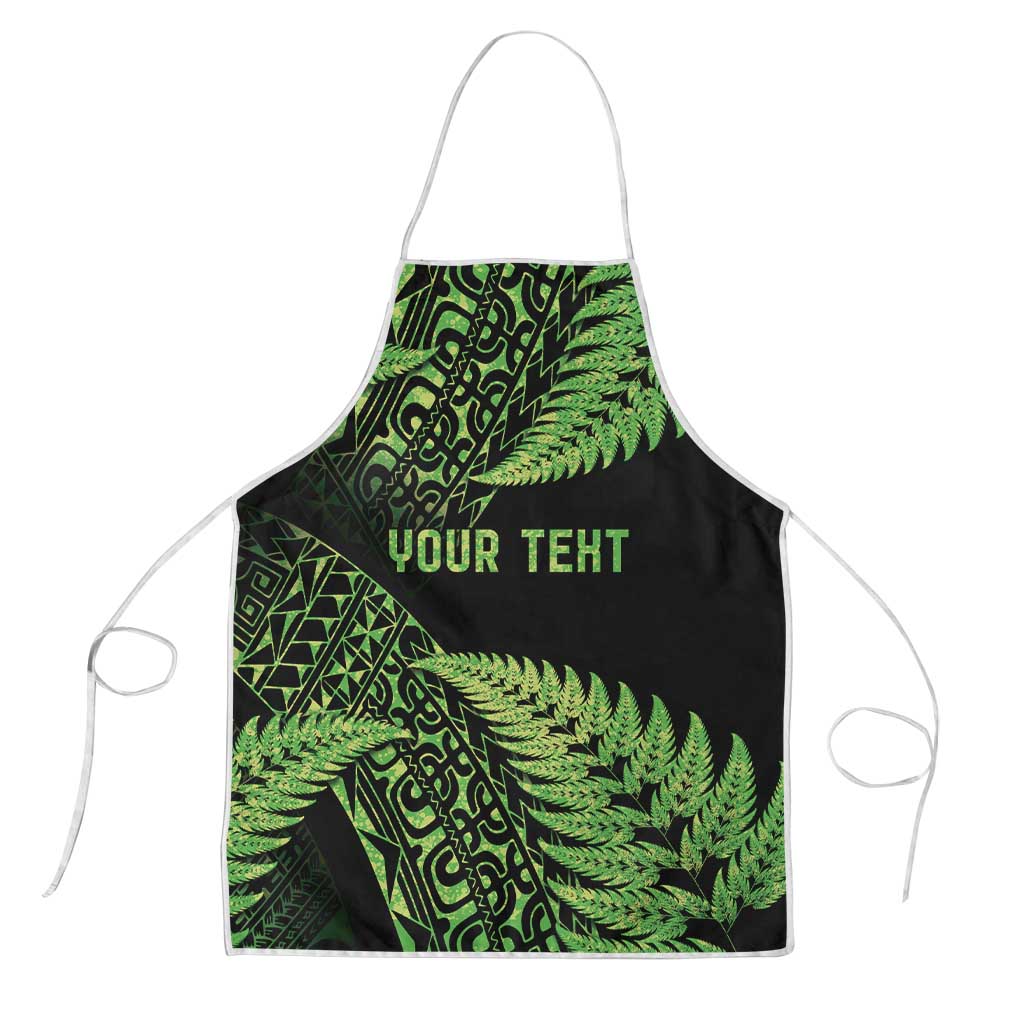 New Zealand Rugby Pacific Personalised Apron All Lime Maori Pasifika Fern Pattern - Polynesian Pride