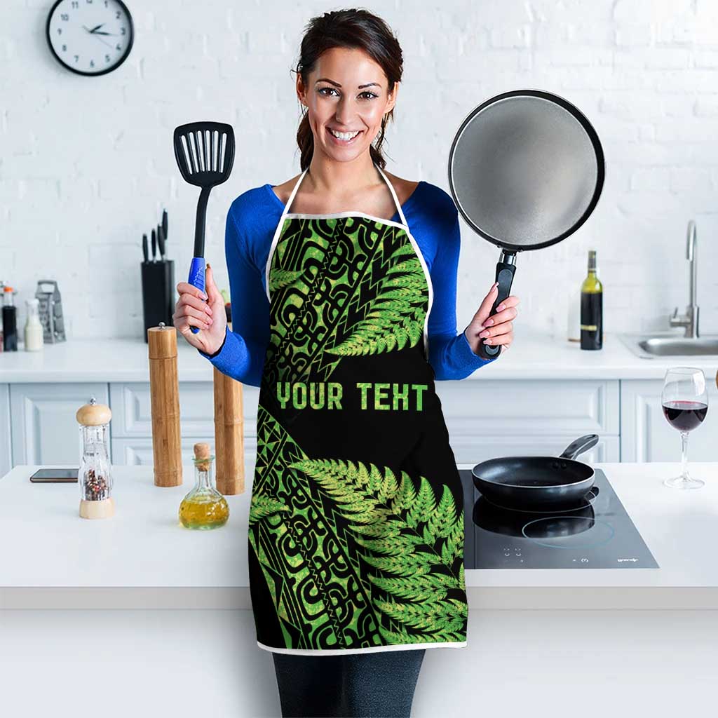 New Zealand Rugby Pacific Personalised Apron All Lime Maori Pasifika Fern Pattern - Polynesian Pride