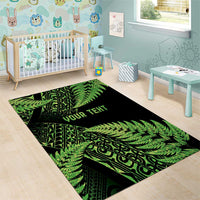New Zealand Rugby Pacific Personalised Area Rug All Lime Maori Pasifika Fern Pattern