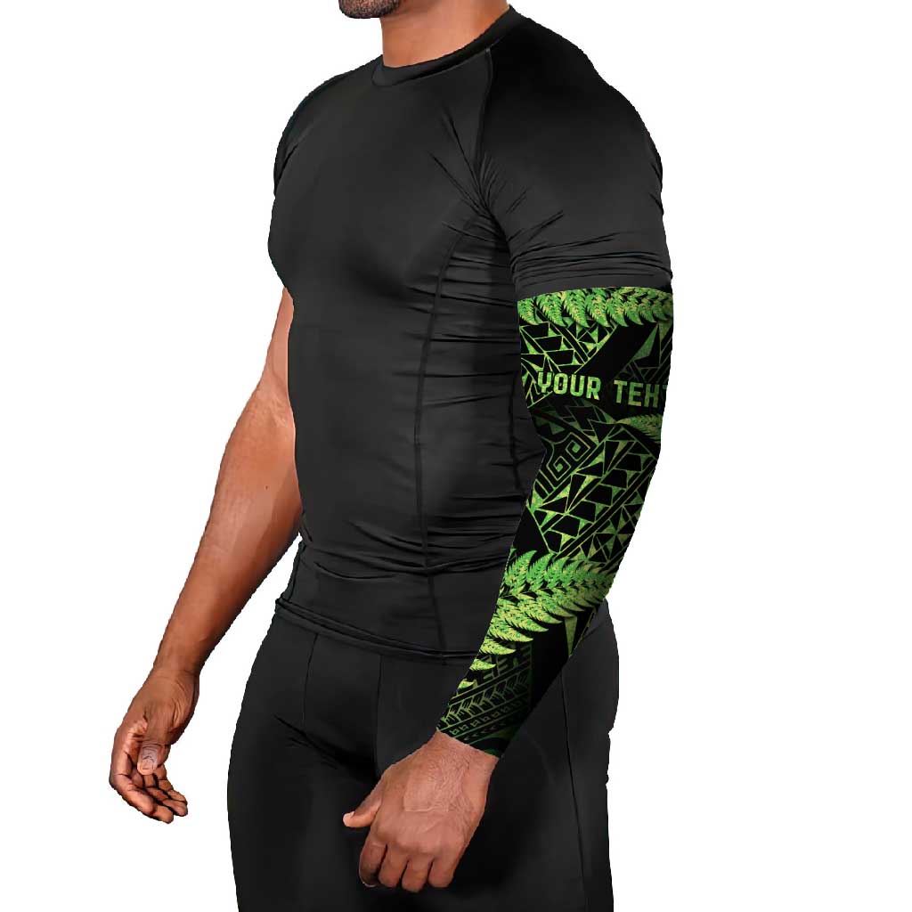 New Zealand Rugby Pacific Personalised Arm Sleeves All Lime Maori Pasifika Fern Pattern - Polynesian Pride