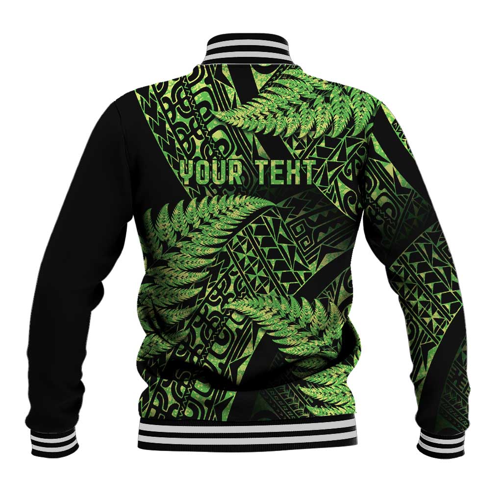 New Zealand Rugby Pacific Personalised Baseball Jacket All Lime Maori Pasifika Fern Pattern