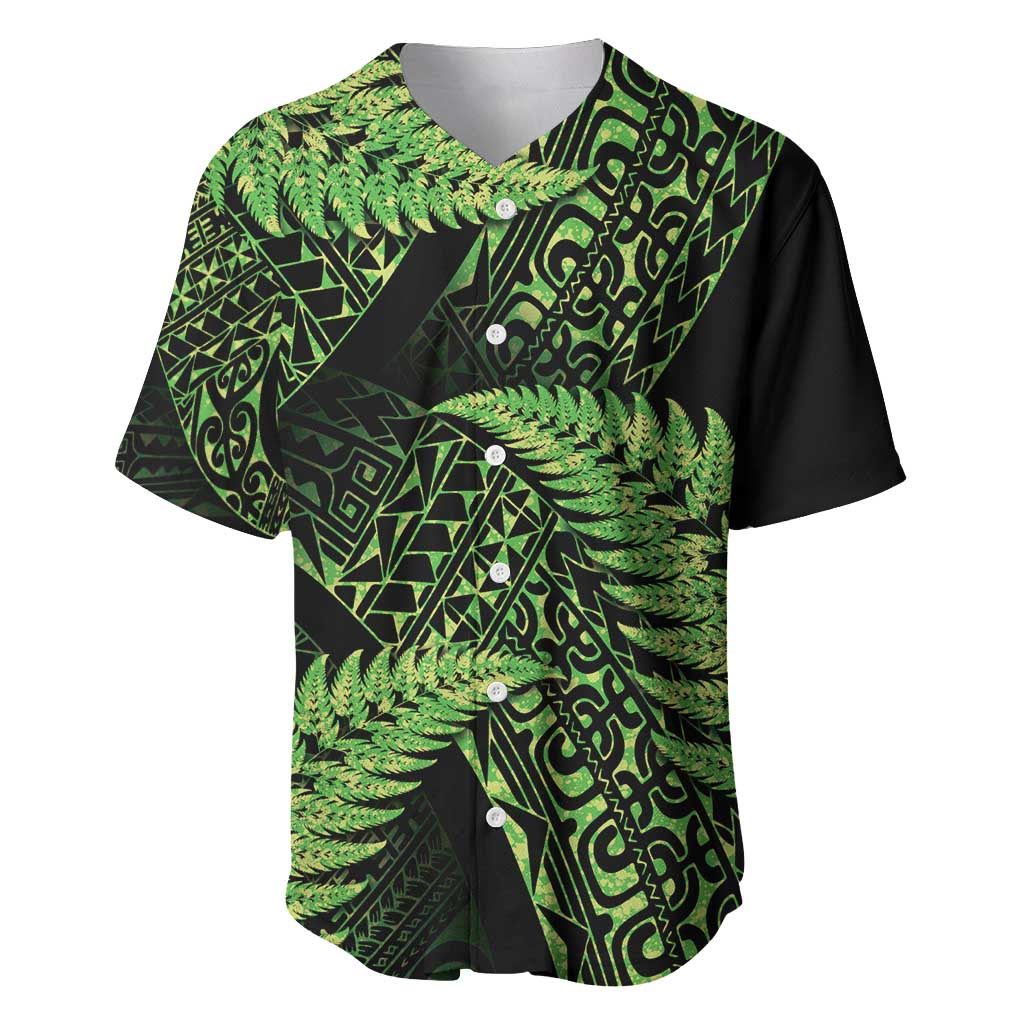 New Zealand Rugby Pacific Personalised Baseball Jersey All Lime Maori Pasifika Fern Pattern
