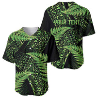 New Zealand Rugby Pacific Personalised Baseball Jersey All Lime Maori Pasifika Fern Pattern