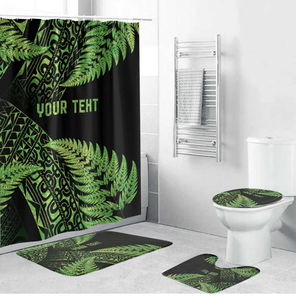 New Zealand Rugby Pacific Personalised Bathroom Set All Lime Maori Pasifika Fern Pattern - Polynesian Pride