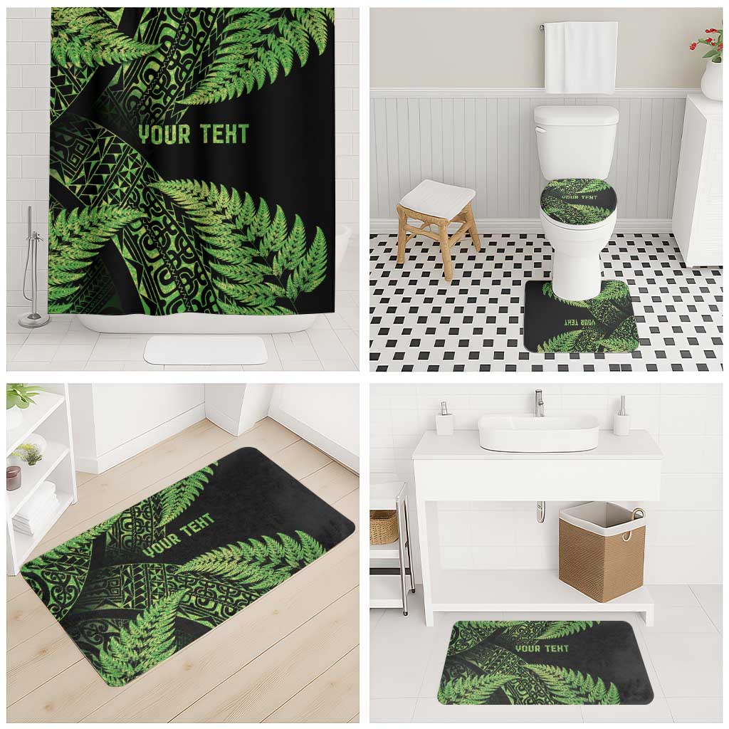 New Zealand Rugby Pacific Personalised Bathroom Set All Lime Maori Pasifika Fern Pattern - Polynesian Pride