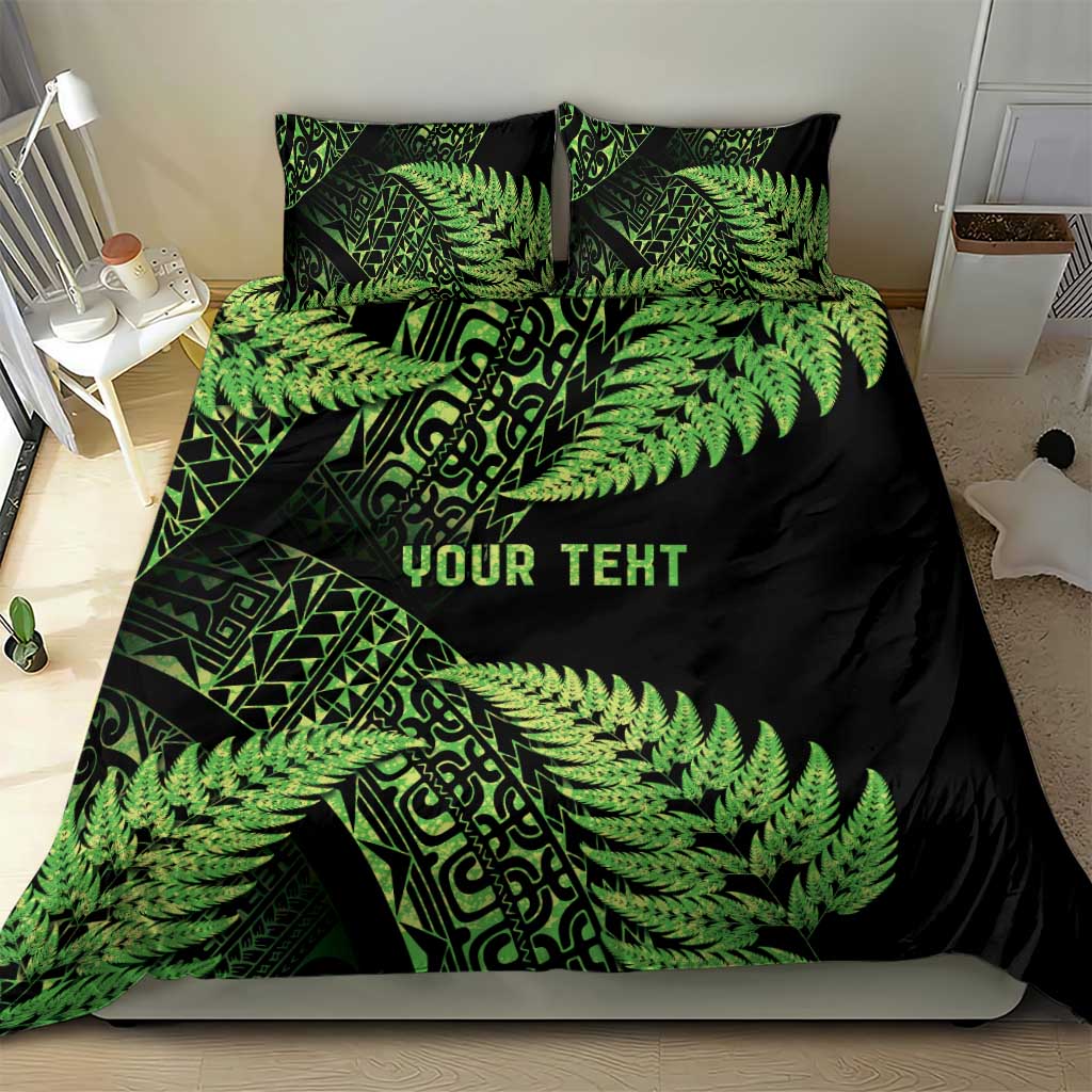 New Zealand Rugby Pacific Personalised Bedding Set All Lime Maori Pasifika Fern Pattern