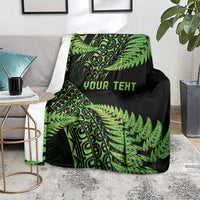 New Zealand Rugby Pacific Personalised Blanket All Lime Maori Pasifika Fern Pattern