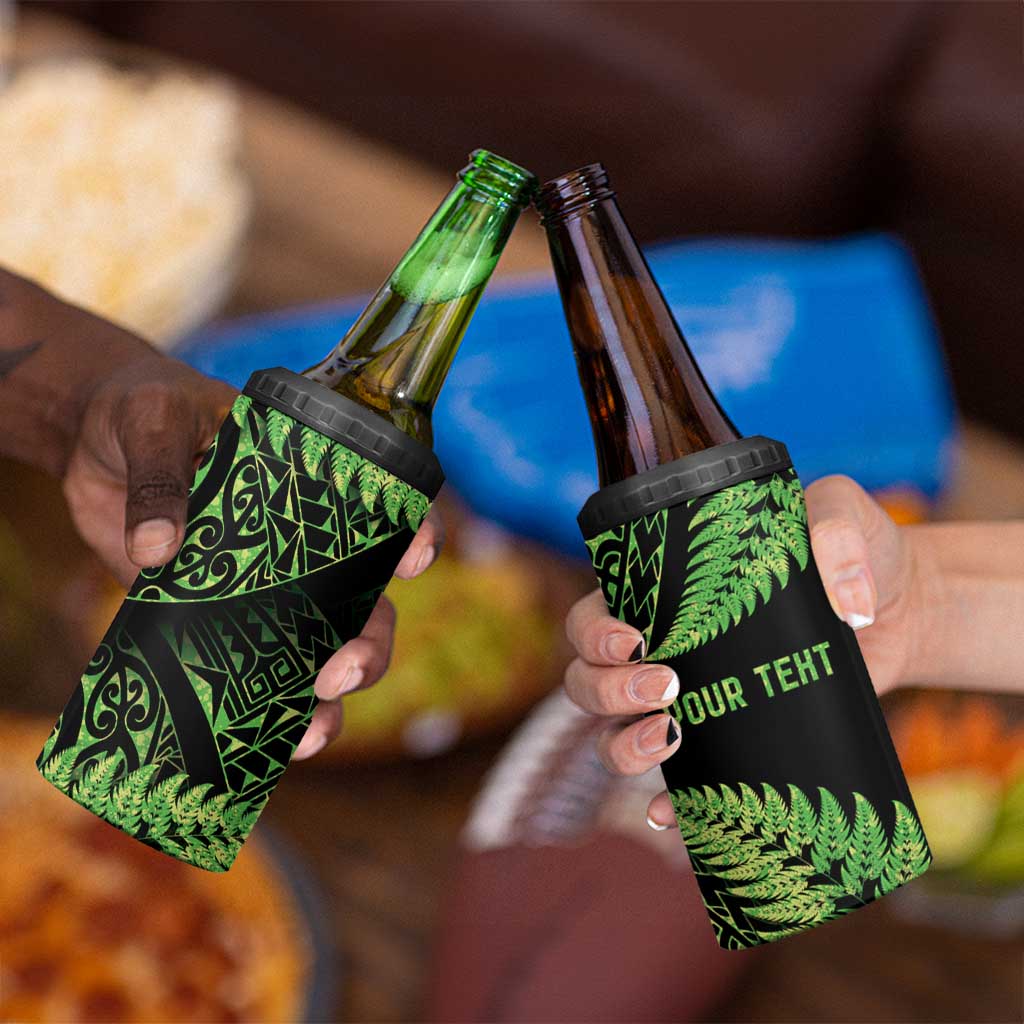 New Zealand Rugby Pacific Personalised 4 in 1 Can Cooler Tumbler All Lime Maori Pasifika Fern Pattern