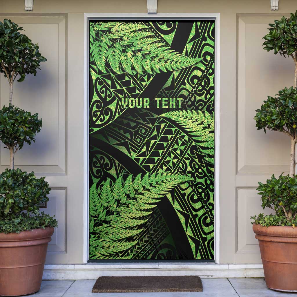 New Zealand Rugby Pacific Personalised Door Cover All Lime Maori Pasifika Fern Pattern - Polynesian Pride