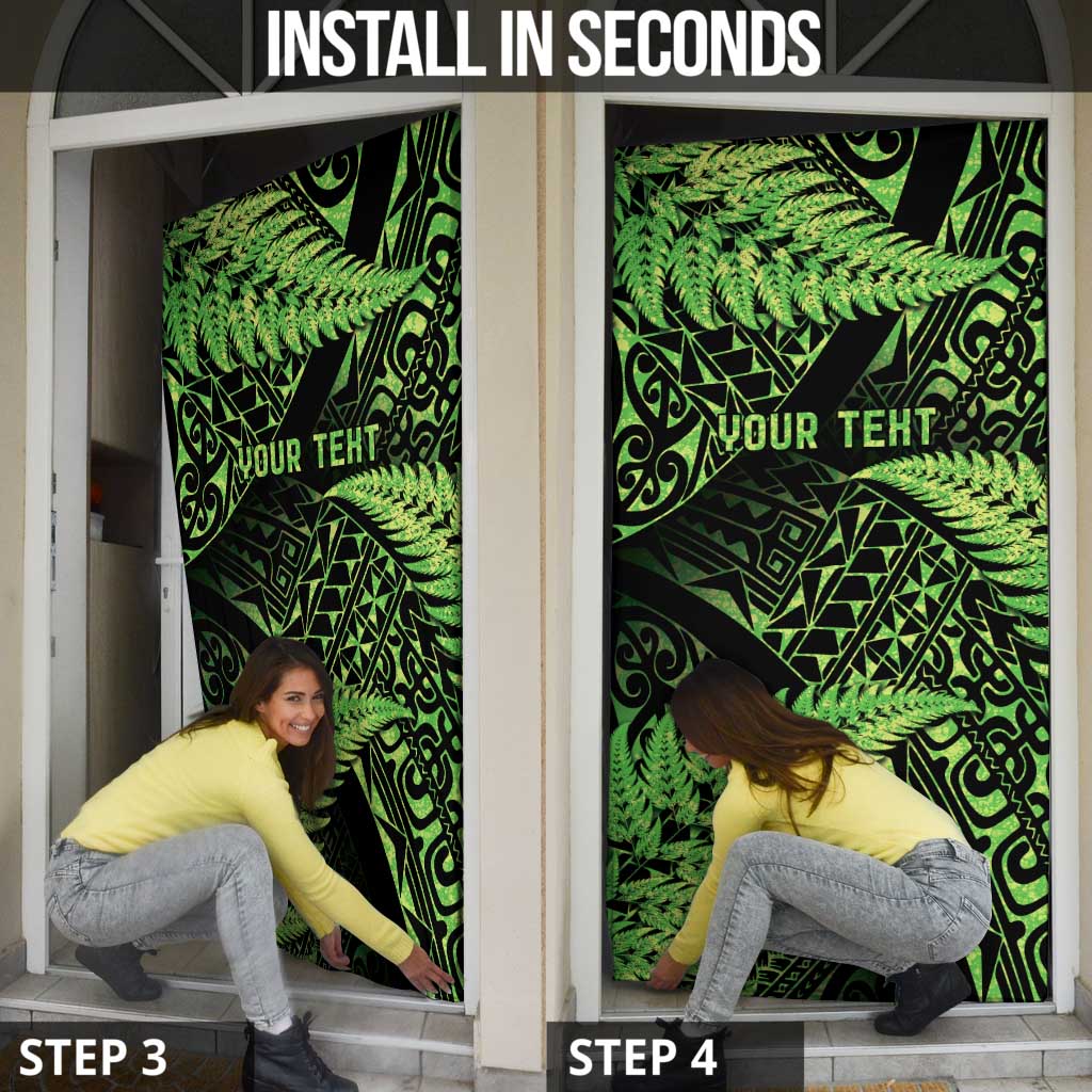 New Zealand Rugby Pacific Personalised Door Cover All Lime Maori Pasifika Fern Pattern - Polynesian Pride