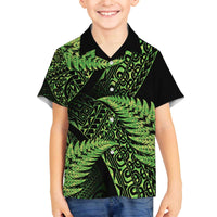 New Zealand Rugby Pacific Personalised Family Matching Off The Shoulder Long Sleeve Dress and Hawaiian Shirt All Lime Maori Pasifika Fern Pattern