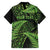 New Zealand Rugby Pacific Personalised Family Matching Short Sleeve Bodycon Dress and Hawaiian Shirt All Lime Maori Pasifika Fern Pattern