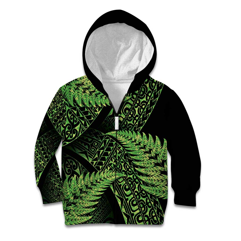 New Zealand Rugby Pacific Personalised Kid Hoodie All Lime Maori Pasifika Fern Pattern