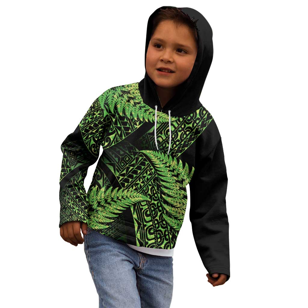 New Zealand Rugby Pacific Personalised Kid Hoodie All Lime Maori Pasifika Fern Pattern