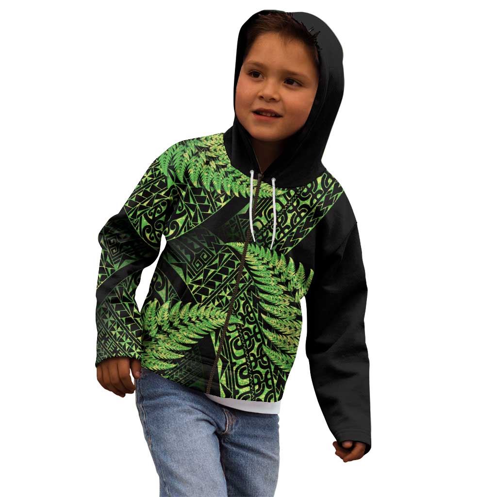 New Zealand Rugby Pacific Personalised Kid Hoodie All Lime Maori Pasifika Fern Pattern