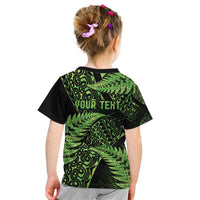 New Zealand Rugby Pacific Personalised Kid T Shirt All Lime Maori Pasifika Fern Pattern