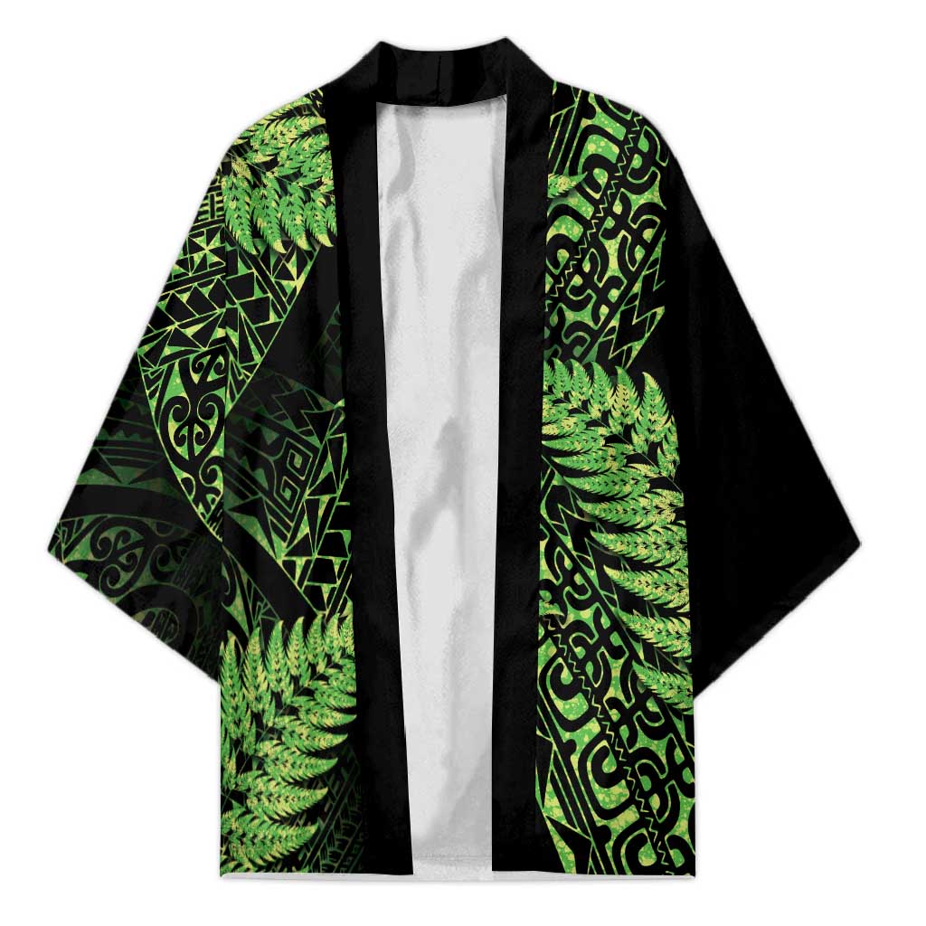 New Zealand Rugby Pacific Personalised Kimono All Lime Maori Pasifika Fern Pattern - Polynesian Pride